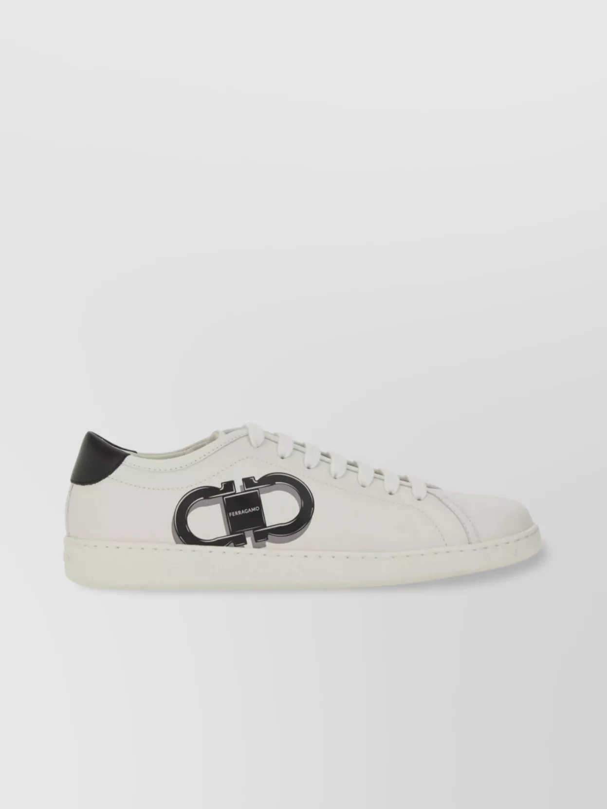 Ferragamo Low-Top Round Toe Rubber Sole Sneaker