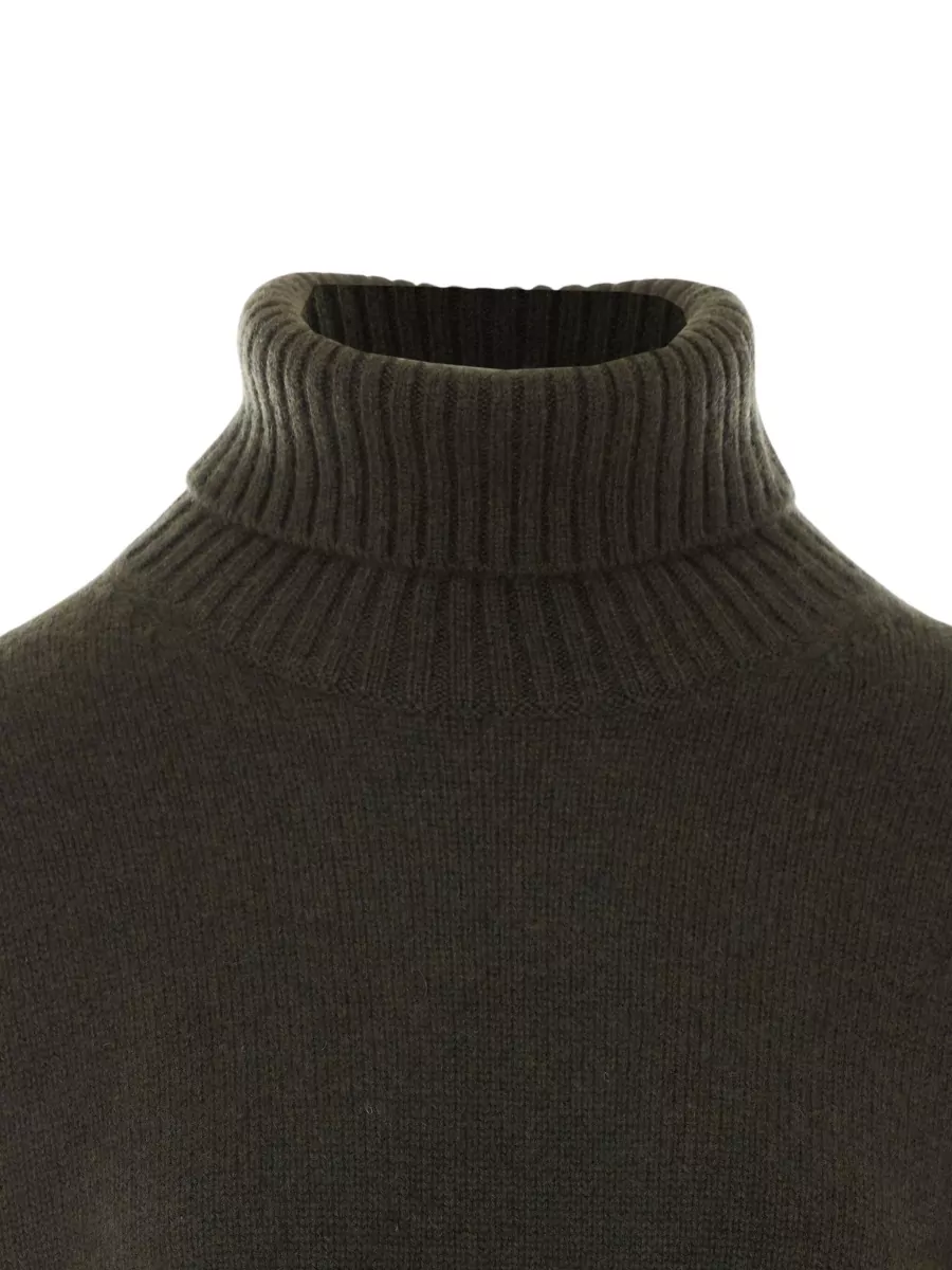 Ballantyne Cashmere Ribbed Turtleneck Argyle Sweater
