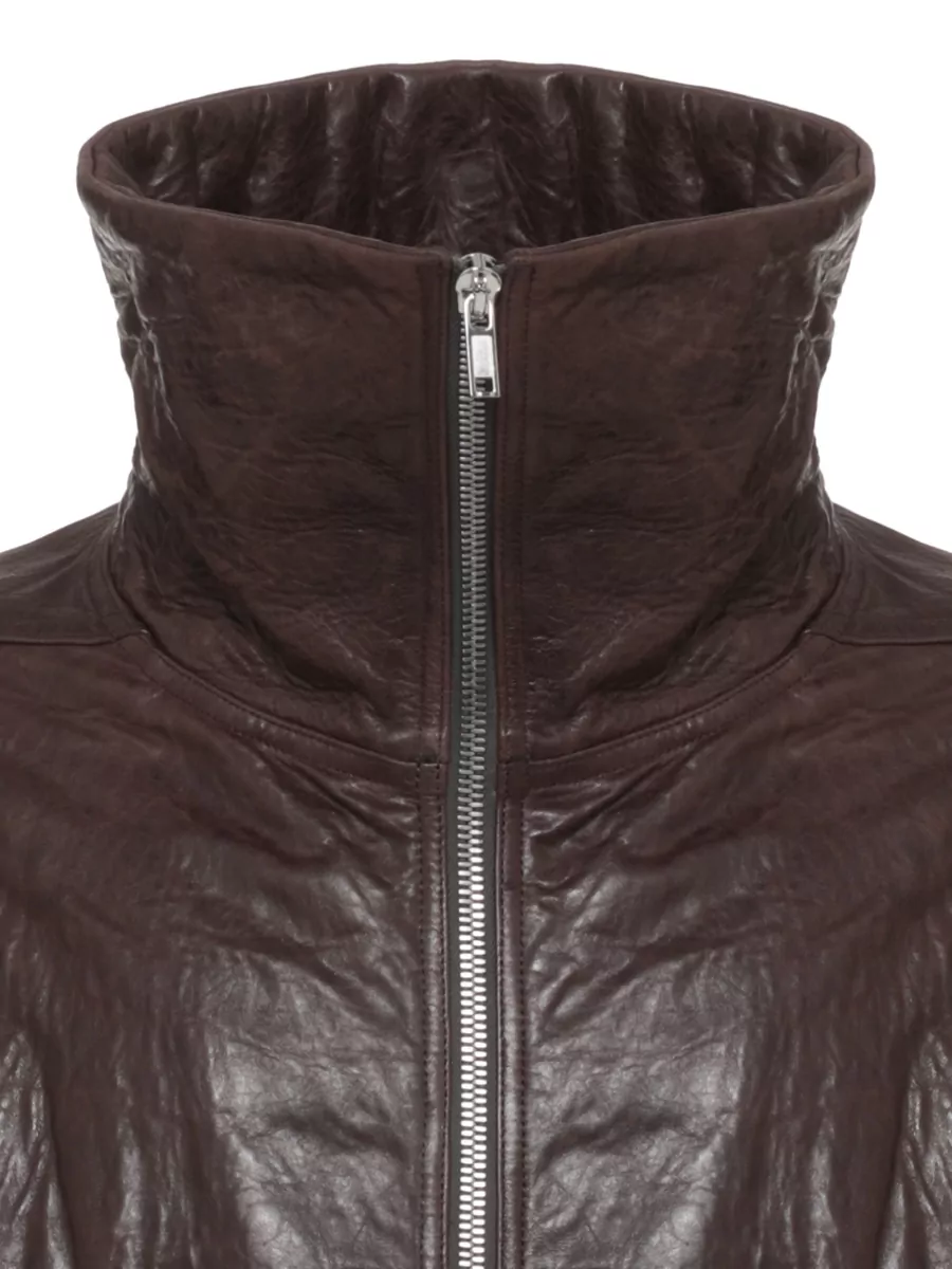 Rick Owens Leather Ribbed Bomber Jacket