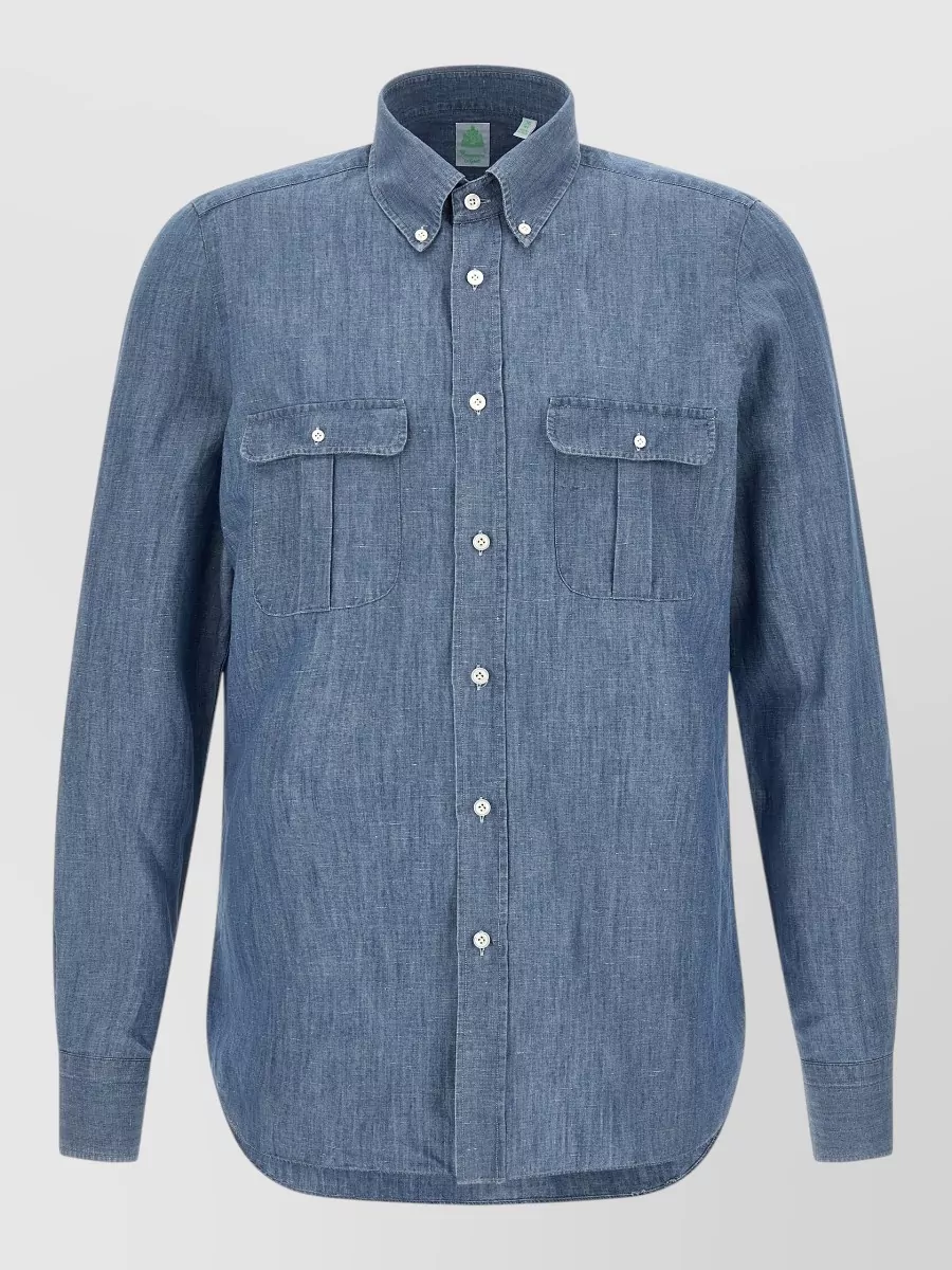 Finamore cotton linen long-sleeve shirt