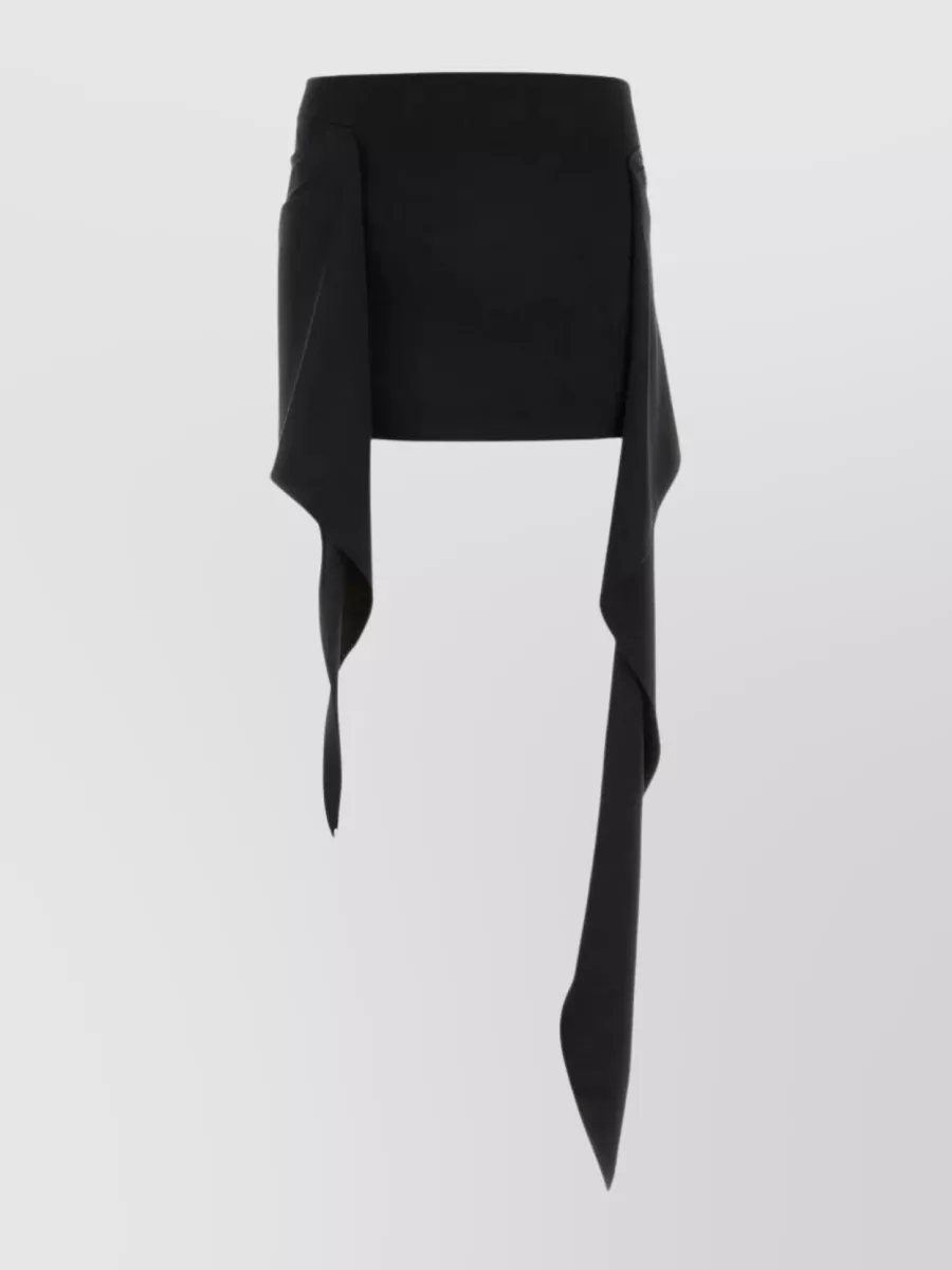 Shop Attico Riley Mini Skirt With Asymmetric Hem And Wrap Style In Black