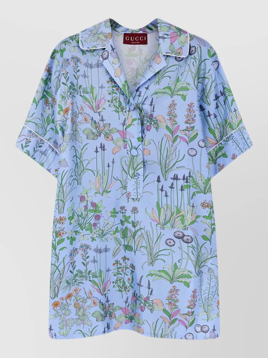 Gucci silk floral print short sleeve shirt