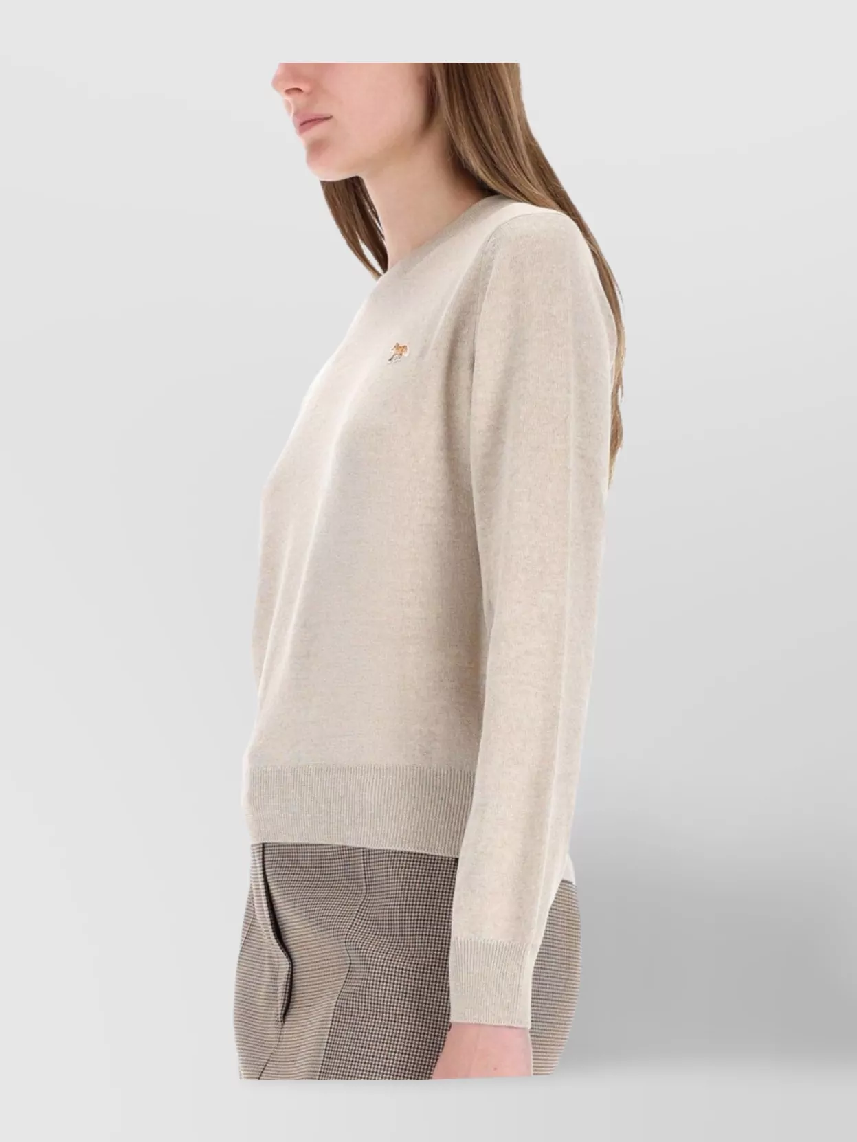 Maison Kitsuné Knitwear With Ribbed Cuffs And Crew Neck