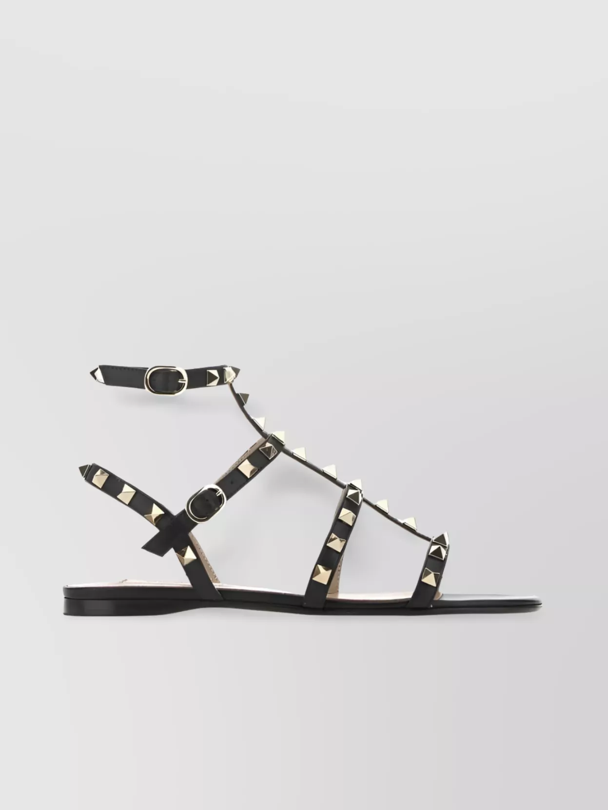 Shop Valentino Studded Strappy Open Toe Sandals In Grey
