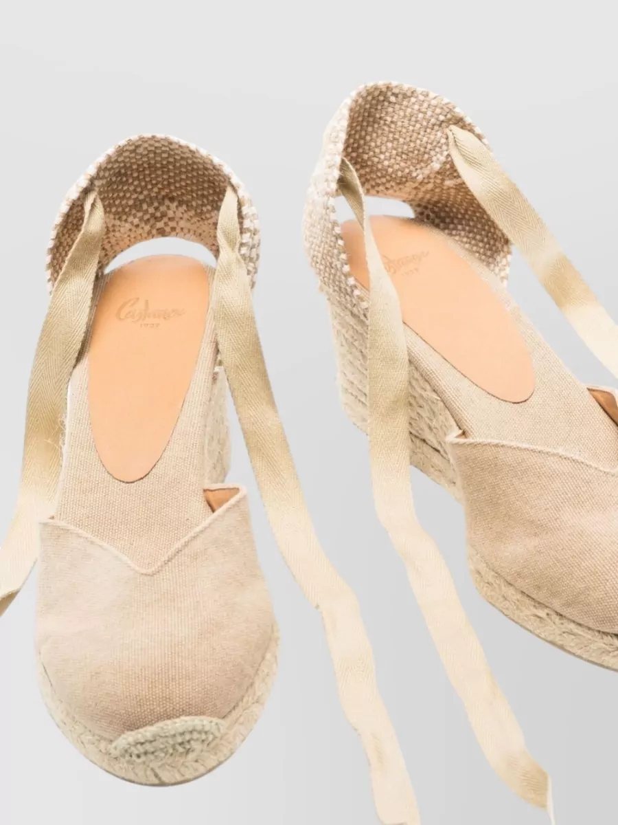 Castaner Leather Espadrilles Braided Band Canvas Wedge