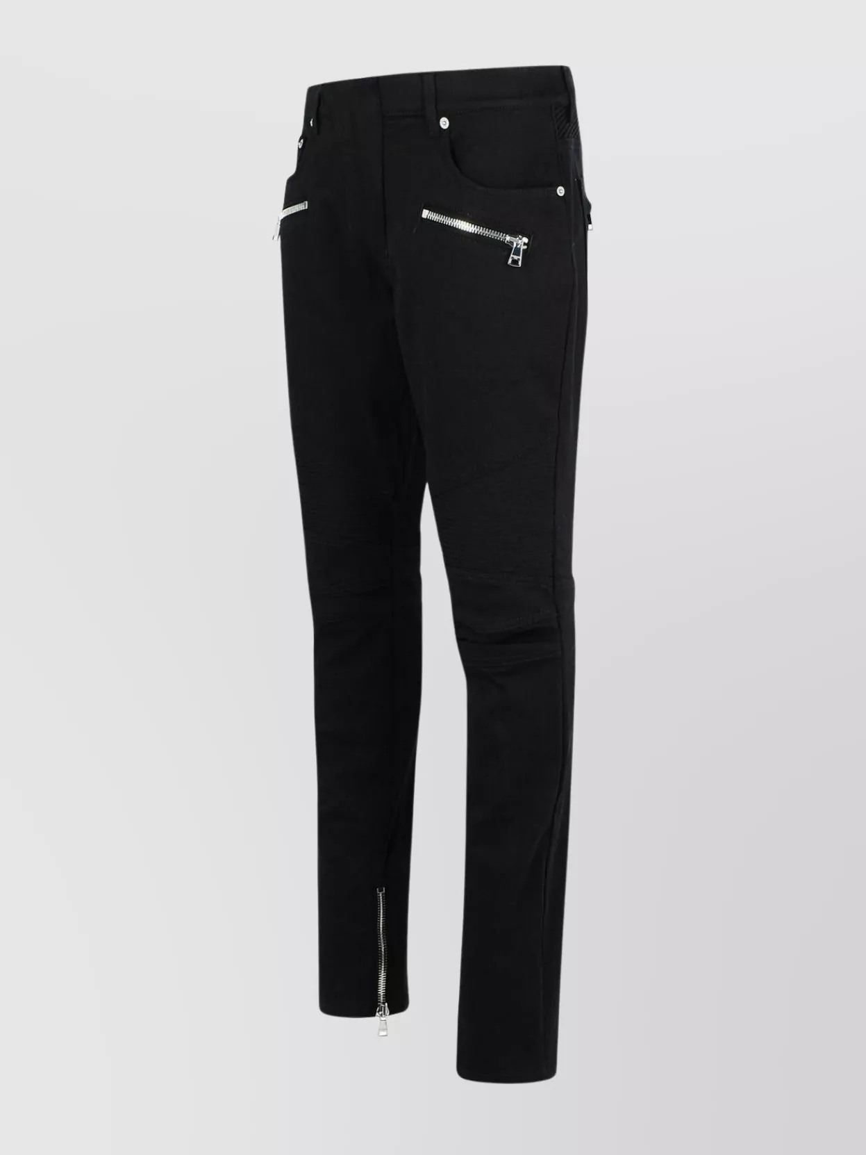 Shop Balmain "zipper Detail" Denim Jeans With Ankle Zips In Black
