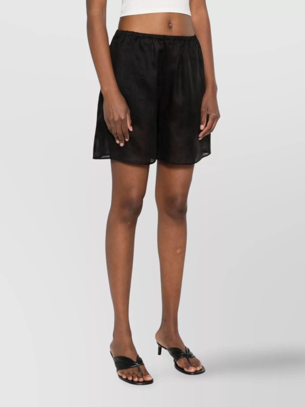 Totême Lightweight Shorts With Elastic Waistband And Pockets In Black
