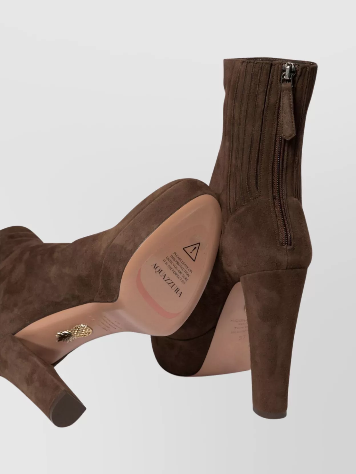 Aquazzura 120 Platform Almond Toe Suede Ankle Boots