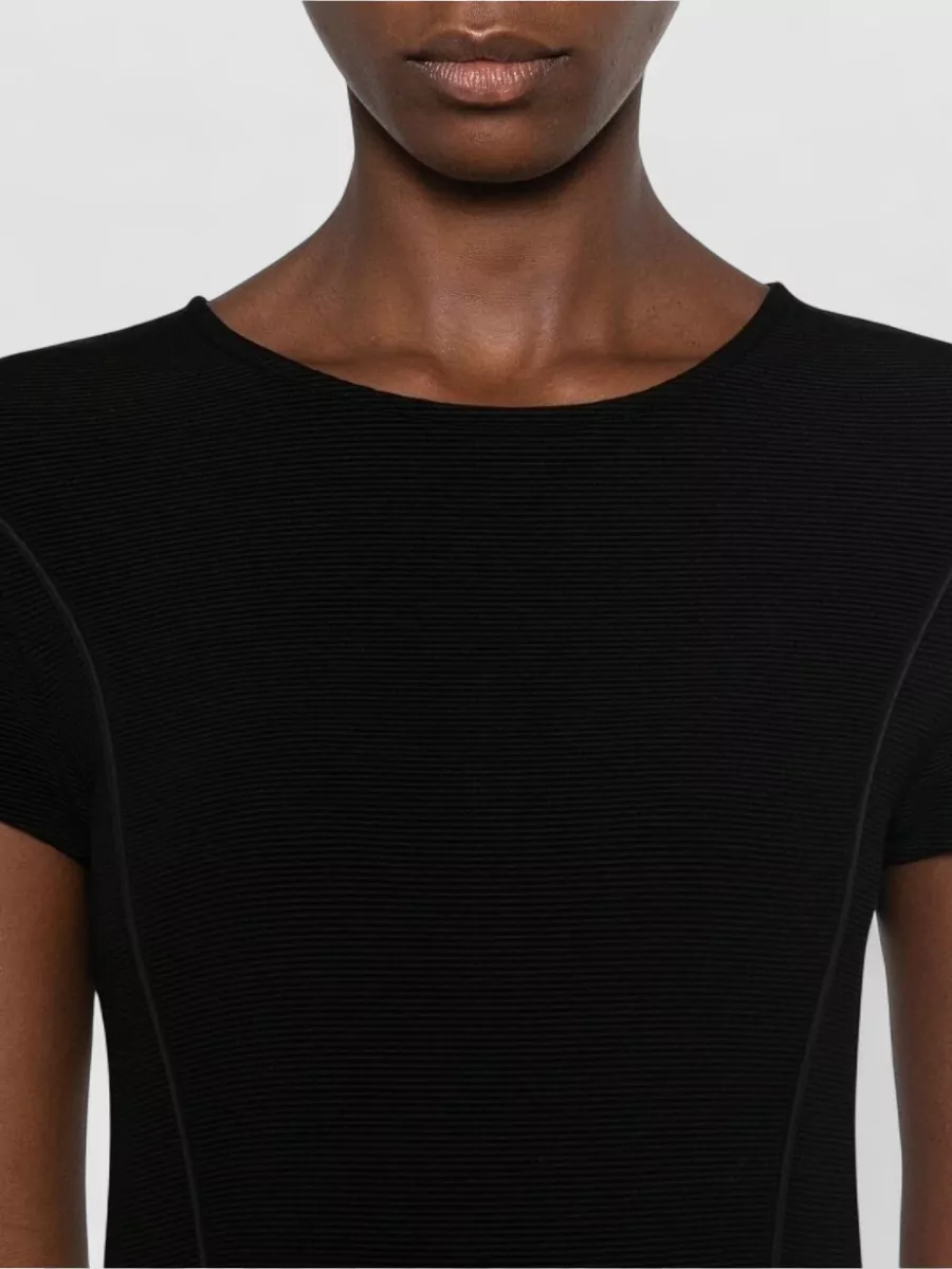 Emporio Armani Short-Sleeve Fitted Midi Dress