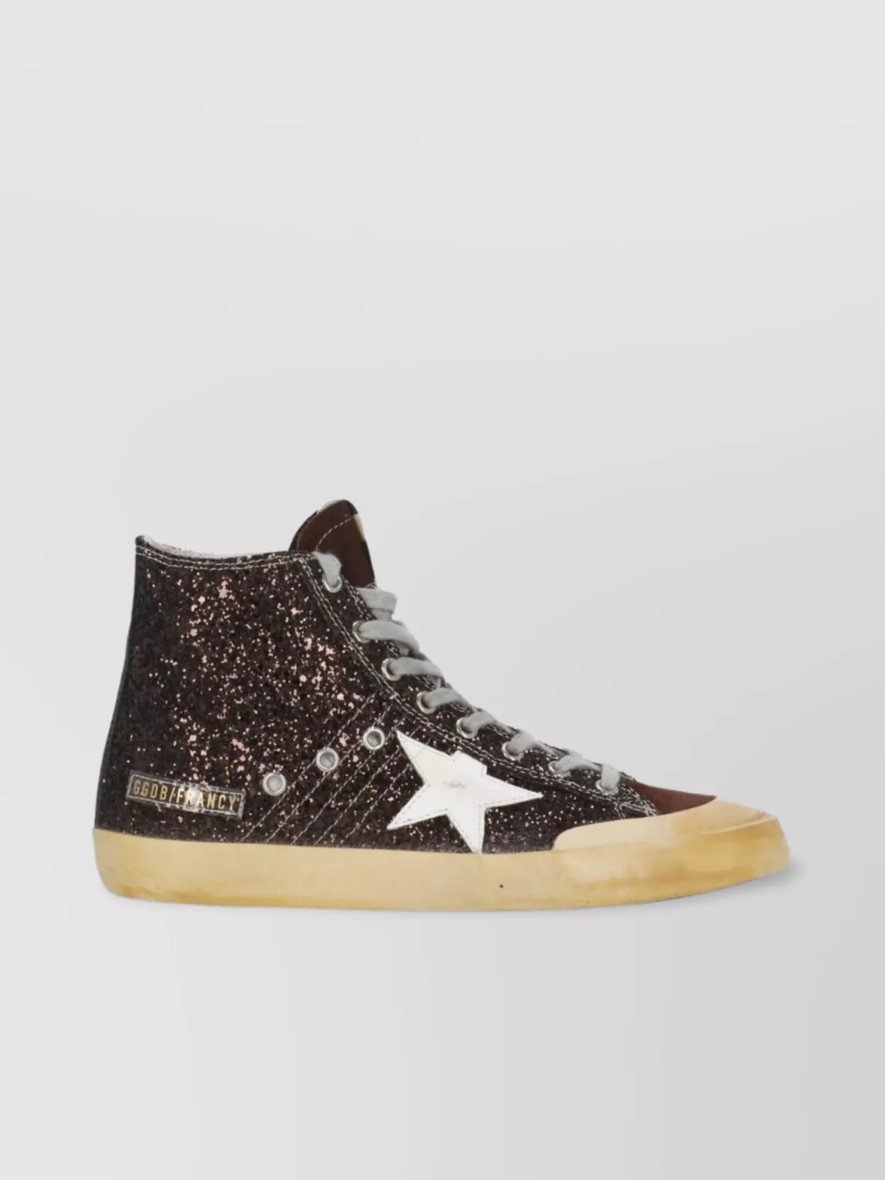Golden Goose Leather High Top Glitter Sneakers