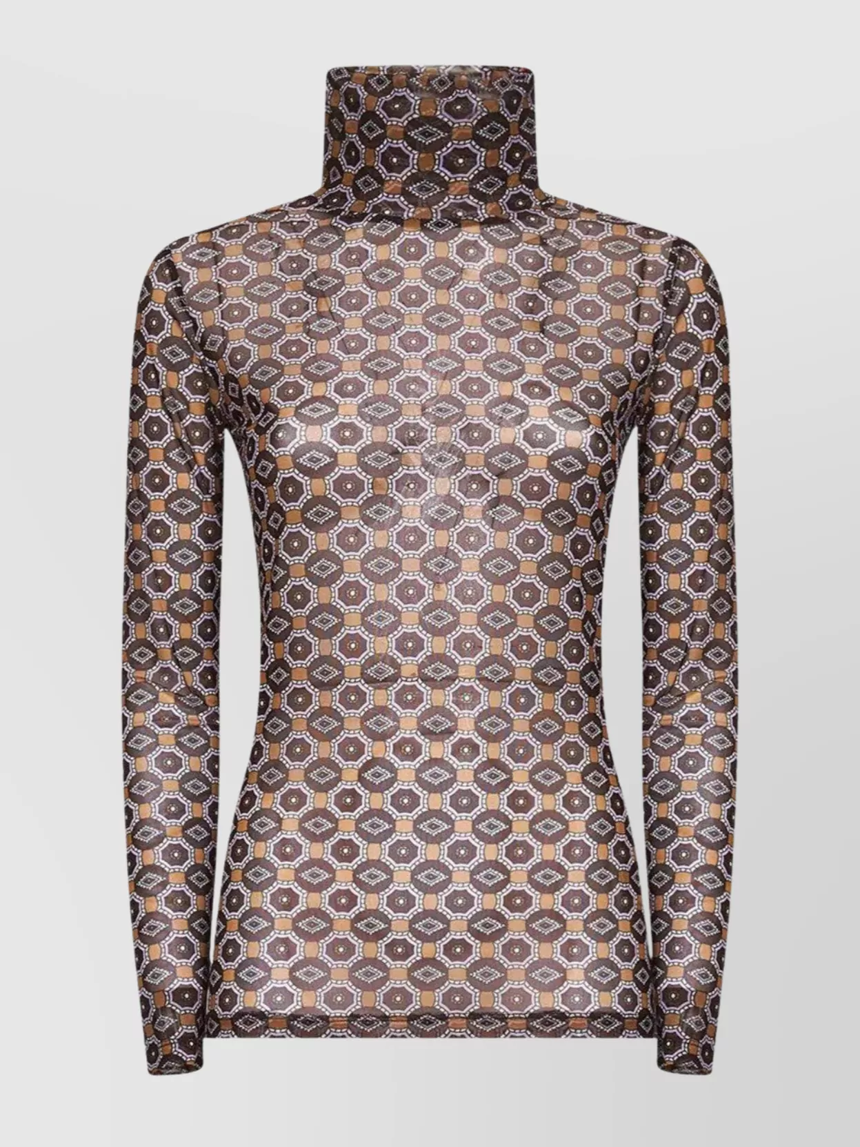 Dries Van Noten High Neck Mesh Top With Mini Tie Print