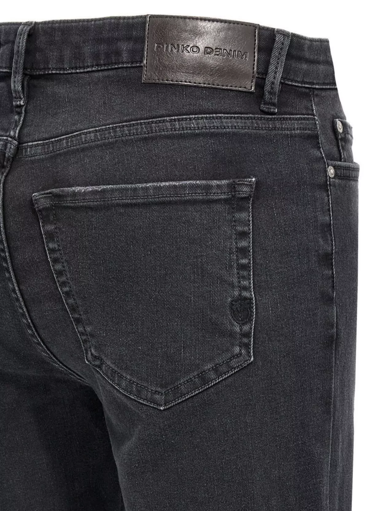 Pinko 'Sabrina' Frayed Hem Denim Trousers With Rivet Detailing
