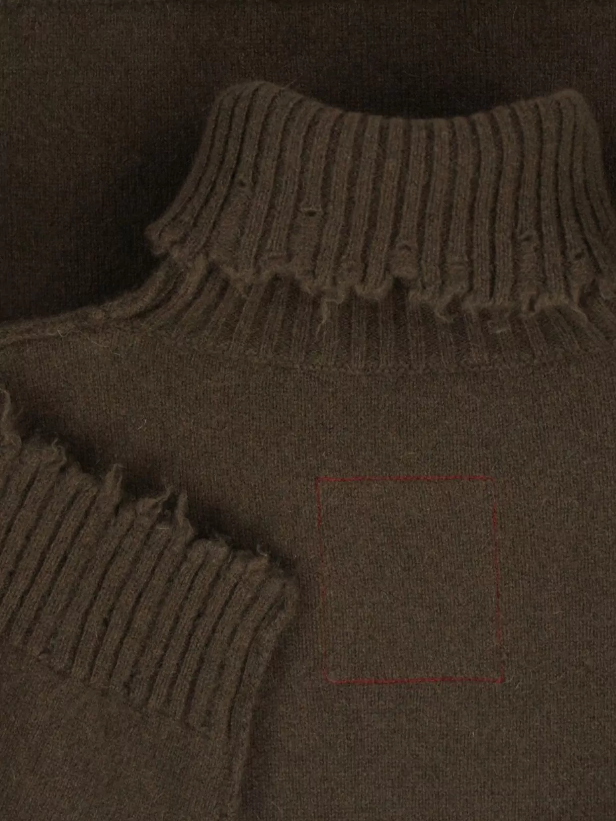 Uma Wang Omens Army Green Distressed High-neck Cashmere Jumper In Brown