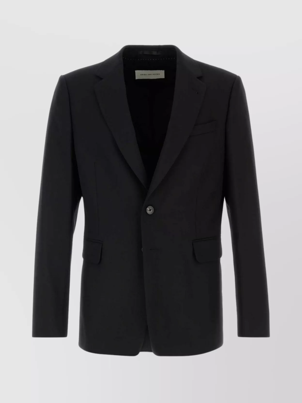 Dries Van Noten Notched Lapel Wool Blaine Tailored Blazer In Black