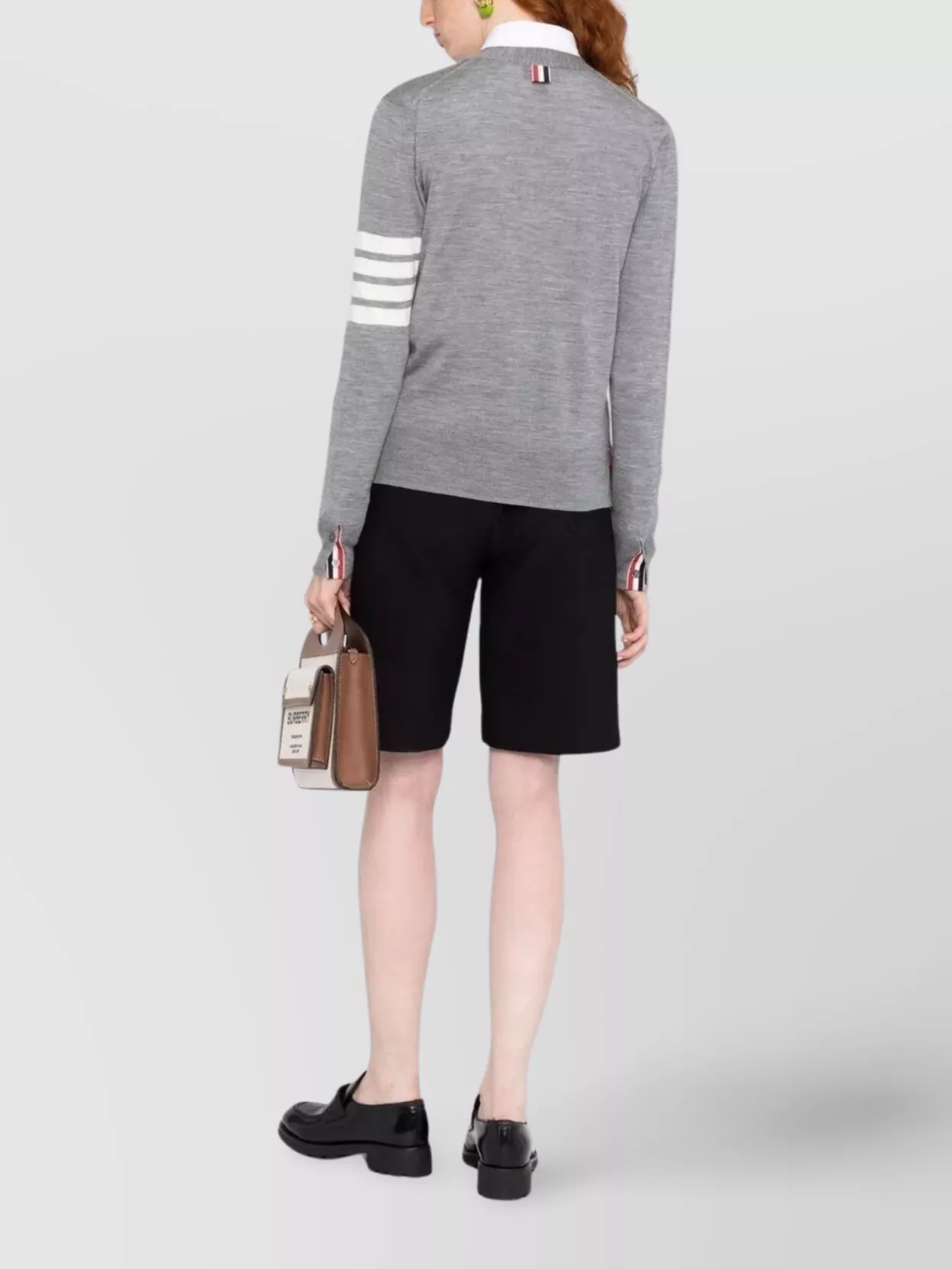 Thom Browne V-Neck Cardigan With 4 Stripe Detail