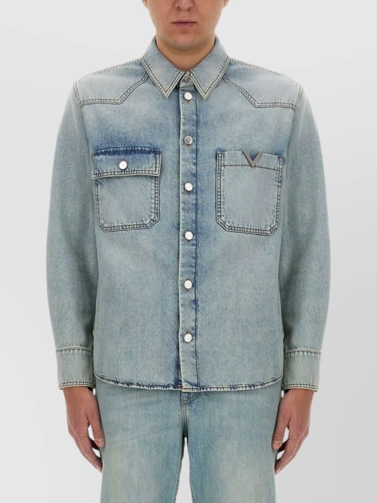 Valentino Denim Shirt Pockets Chest