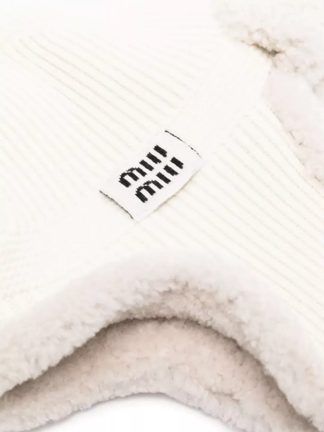 Miu Miu Cashmere Wool Hat Ear Flaps In White