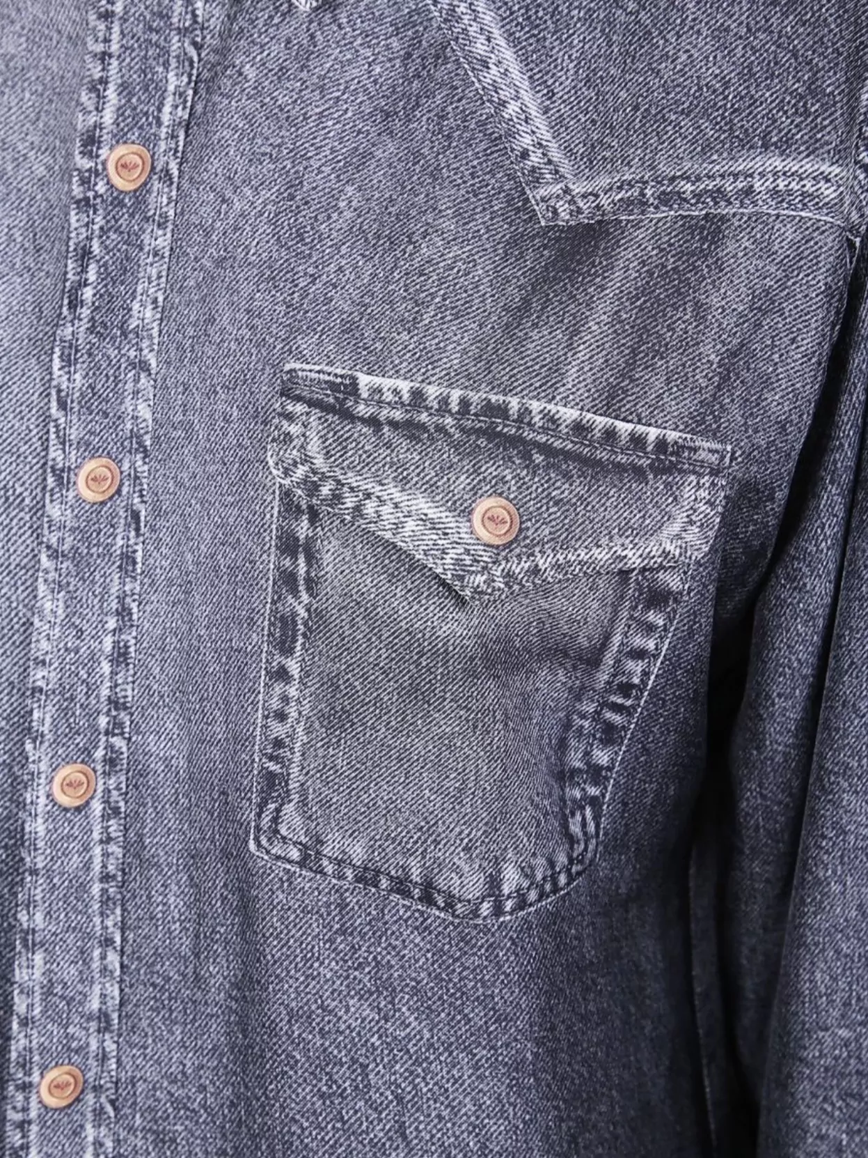 Pierre Louise Mascia Denim Texture Longsleeve Shirt With Chest Pockets