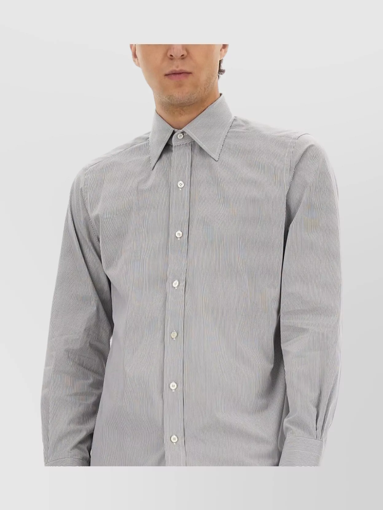 Tom Ford Shirt Striped Pattern Collar Button-down In Gray