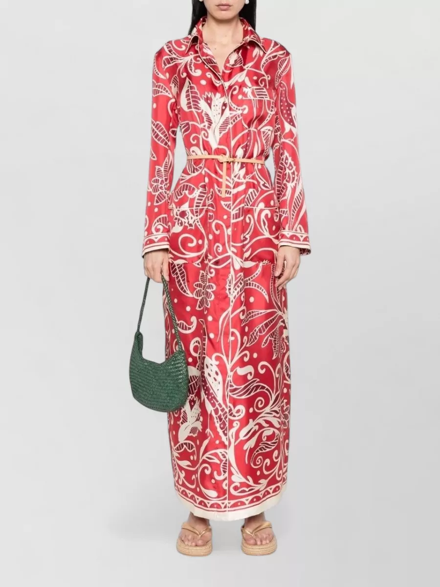 F.r.s For Restless Sleepers Silk Printed Long Shirt Dress