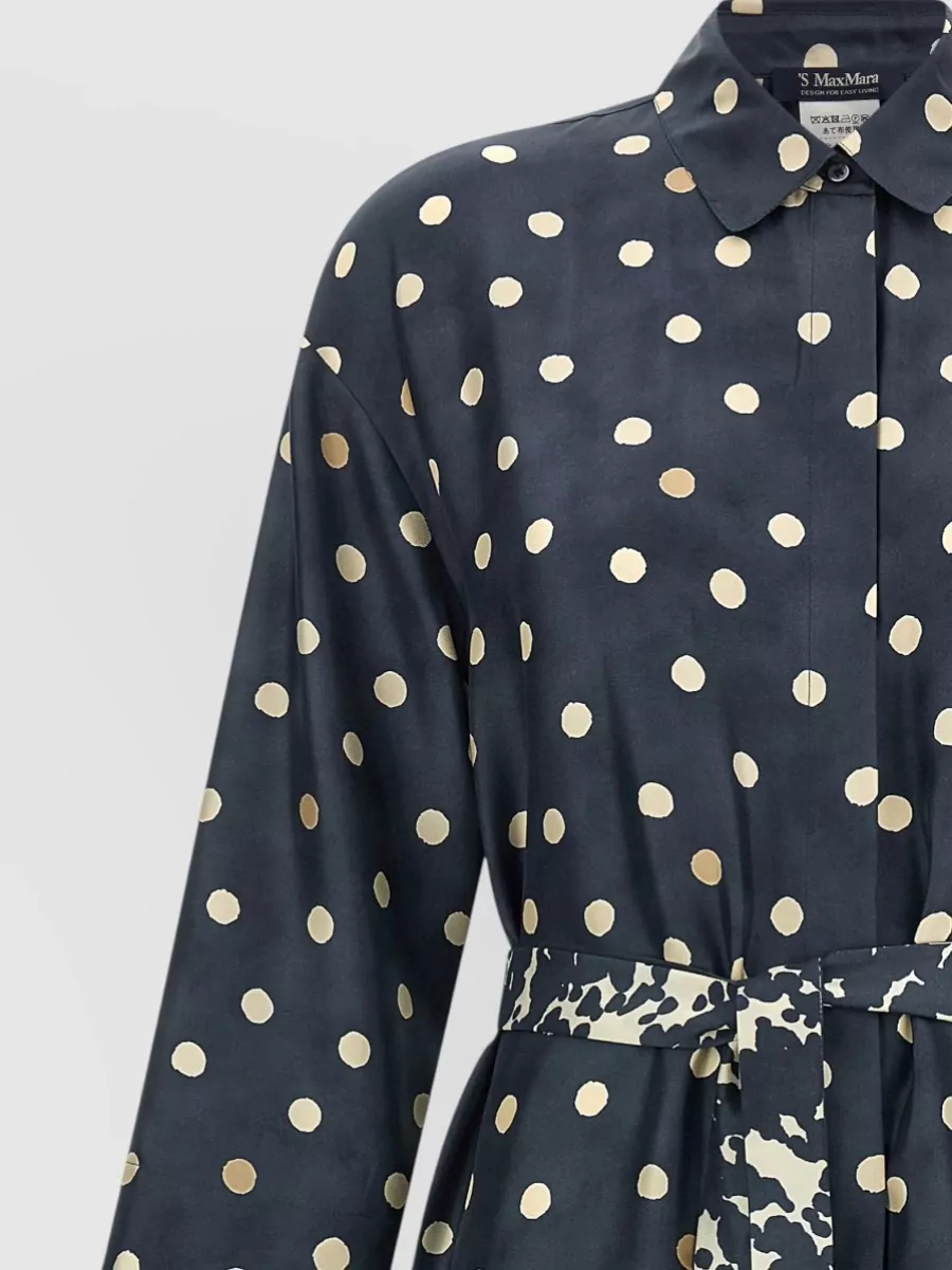 S Max Mara Silk Polka-Dot Midi Shirt Dress