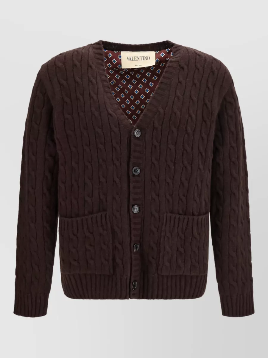 Valentino virgin wool cable-knit v-neck cardigan