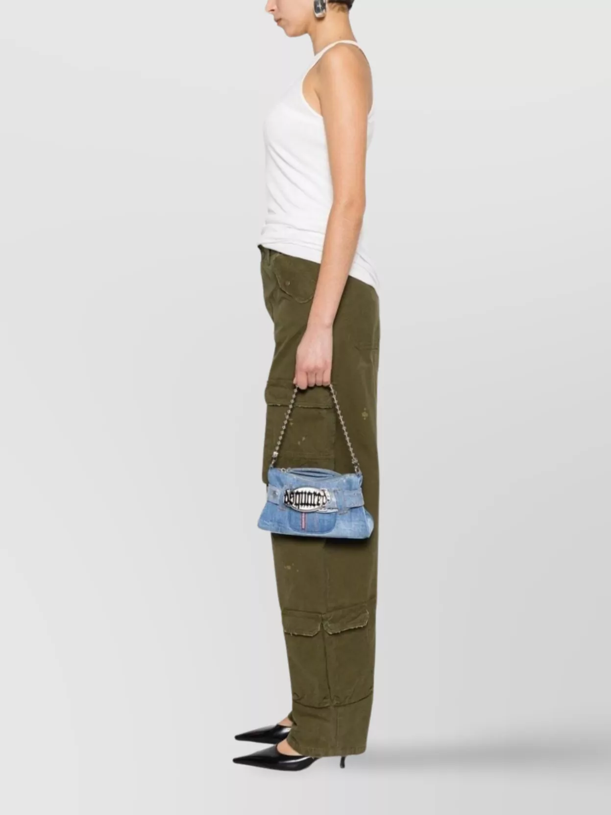 Dsquared2 Chic Clutch Bag Chain Strap In Blue