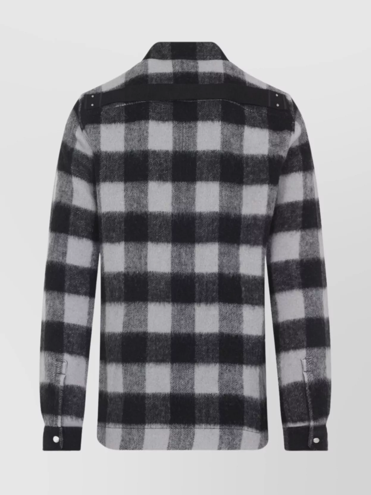 Rick Owens Checked Pattern Long Sleeve Outer Shirt In Gray