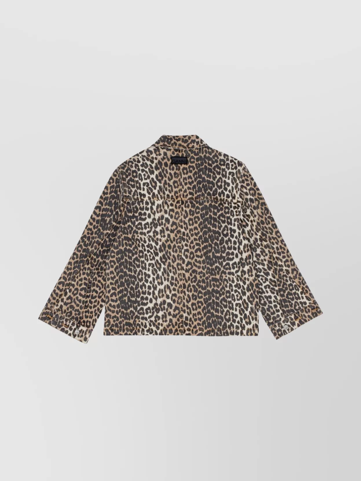 Ganni Leopard Print Denim Jacket