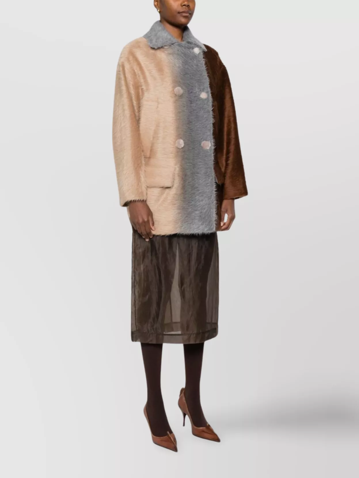 Fendi Wool Coat With Button Embellishments And Pockets