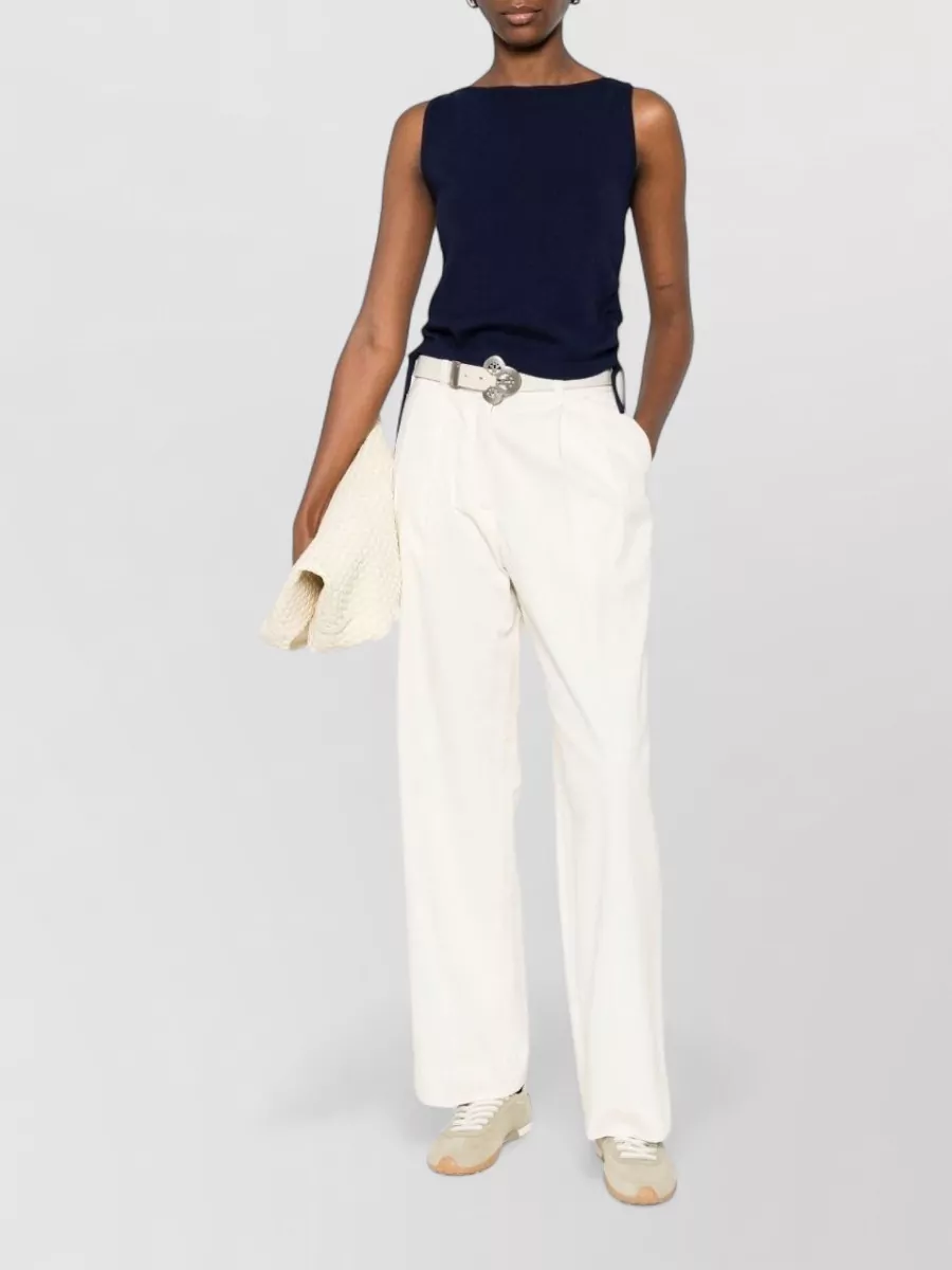 Dunst drawstring boat neck sleeveless top