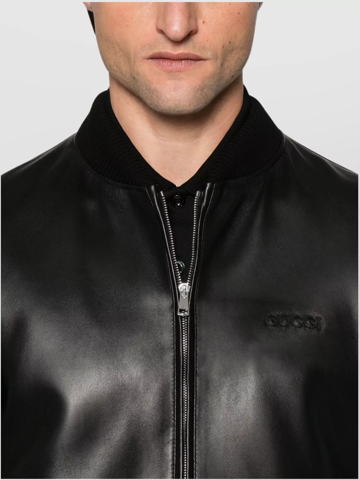 Gucci Leather And Knit Bomber Jacket