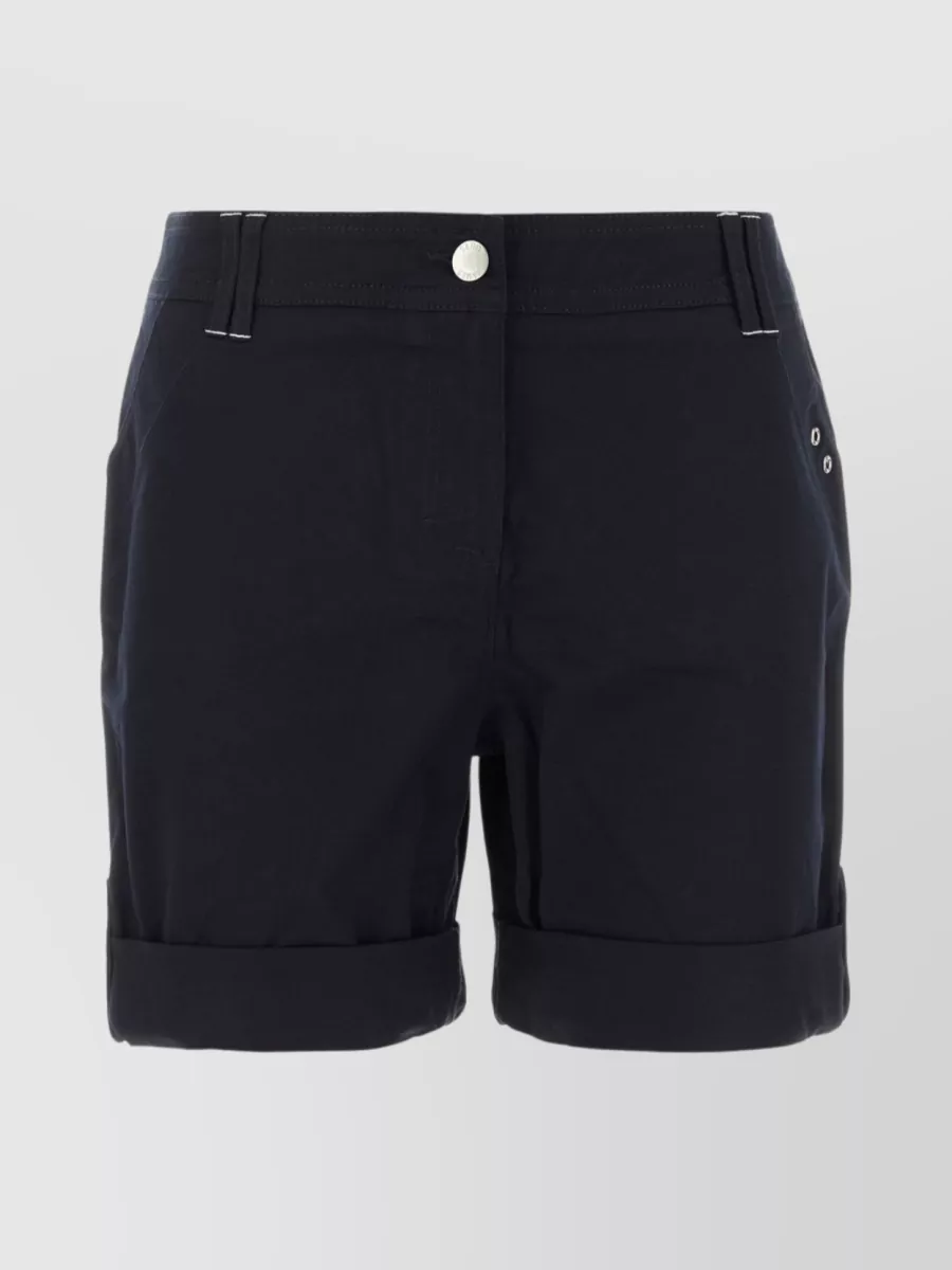 Shop Saint James Cotton Shorts With Folded Hemline And Pockets In Black
