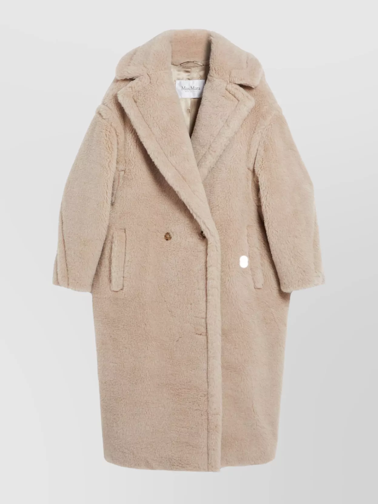 Max Mara Textured Double-breasted Coat Notched Lapels In Brown