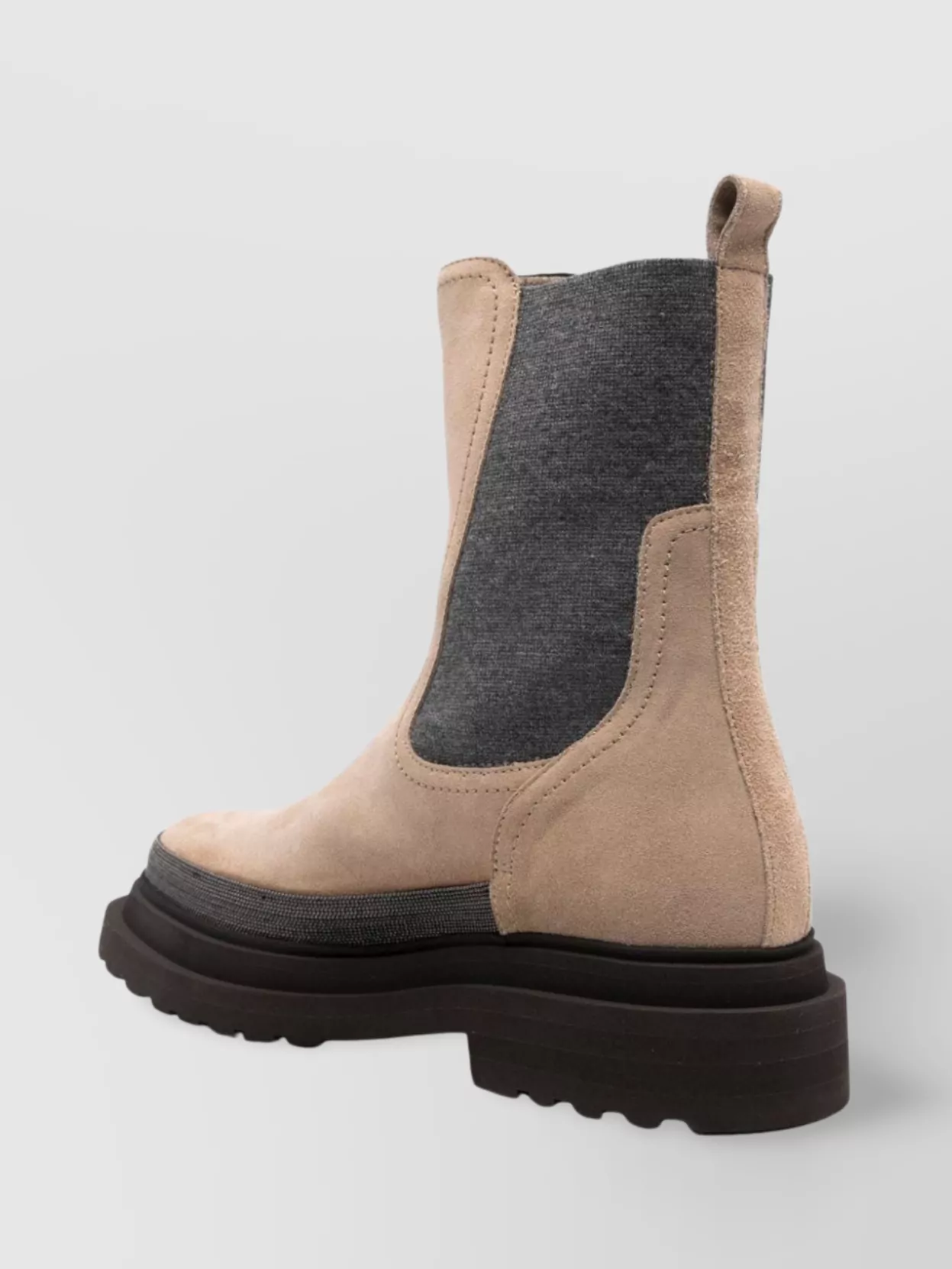 Brunello Cucinelli Chunky Sole Elastic Side Panel Boots In Brown
