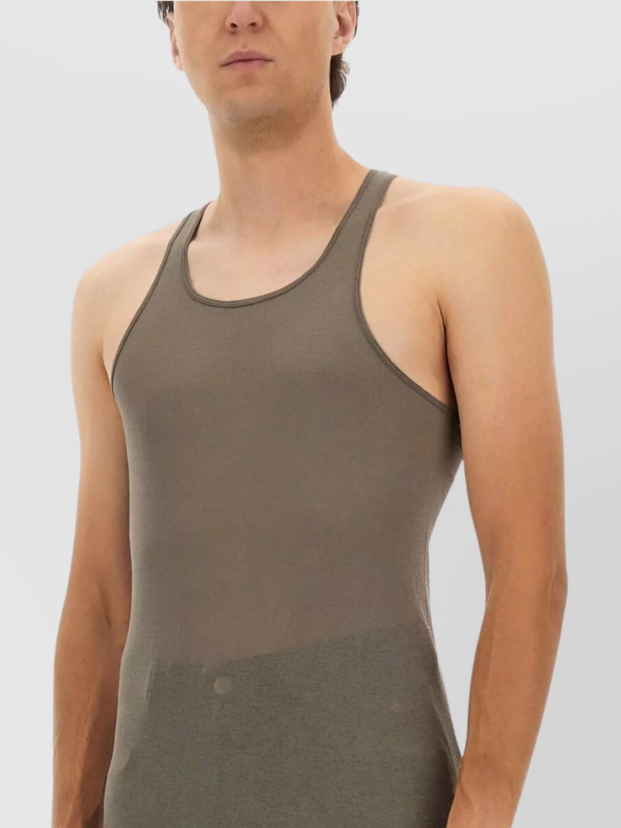 Rick Owens Longline Racerback Scoop Neck Sleeveless T-shirt In Gray