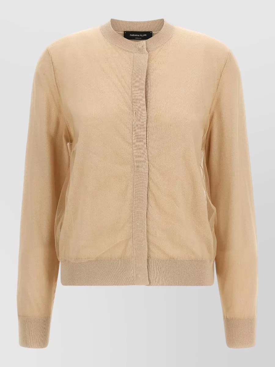 Fabiana Filippi Fine-Knit Virgin Wool Cotton Tulle Cardigan