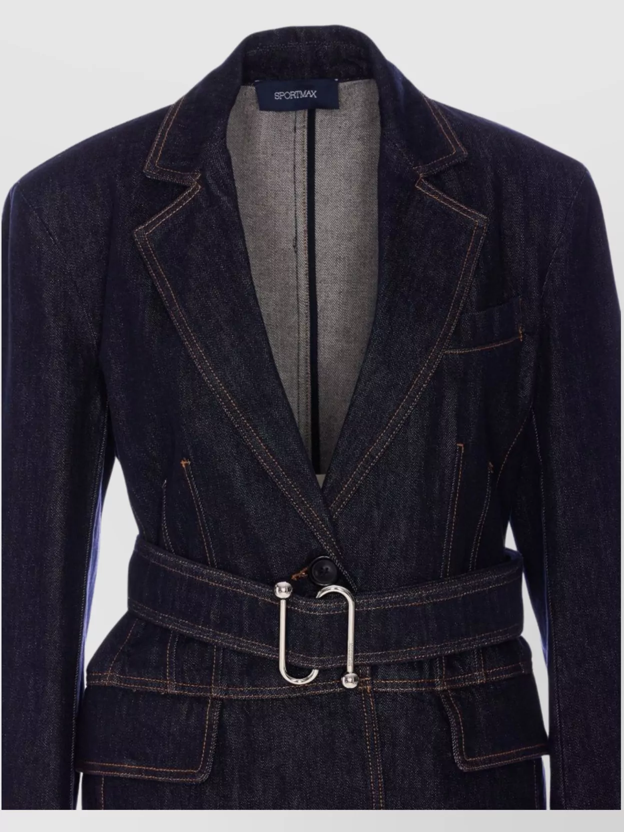Sportmax Waist Belted Longline Jacket With Notched Lapels