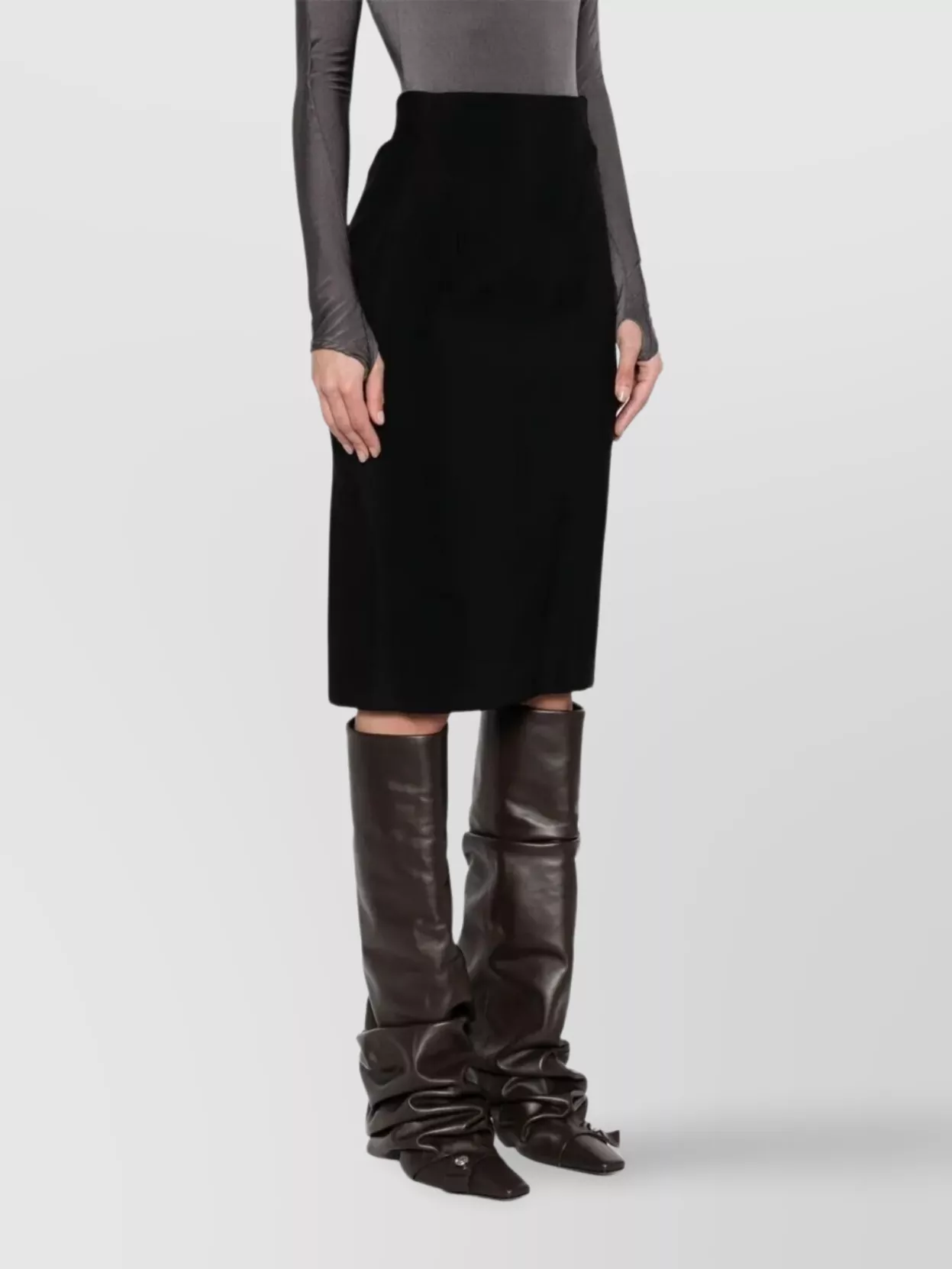 Mugler Slim High Waist Belted Midi Skirt
