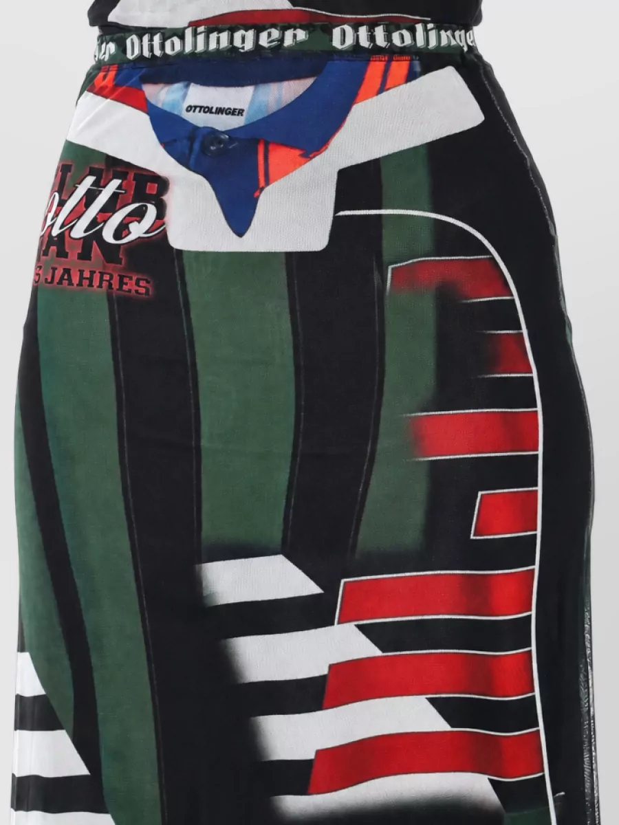 Ottolinger Printed high-rise mesh maxi skirt