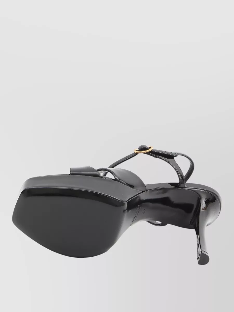 Saint Laurent Leather Platform Sandals Square Toe Stiletto