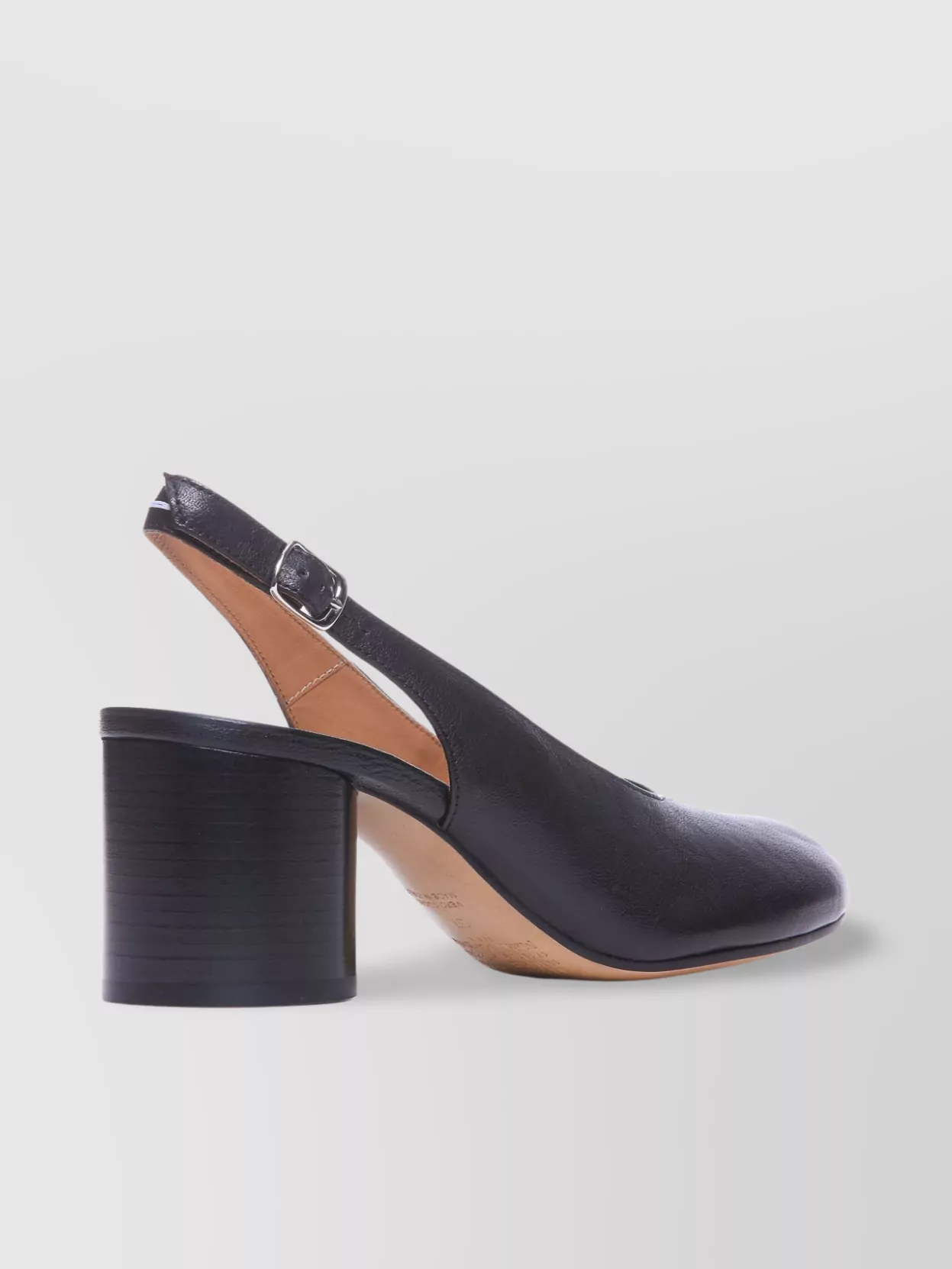 Shop Maison Margiela Chunky Heel Leather Slingback Pumps