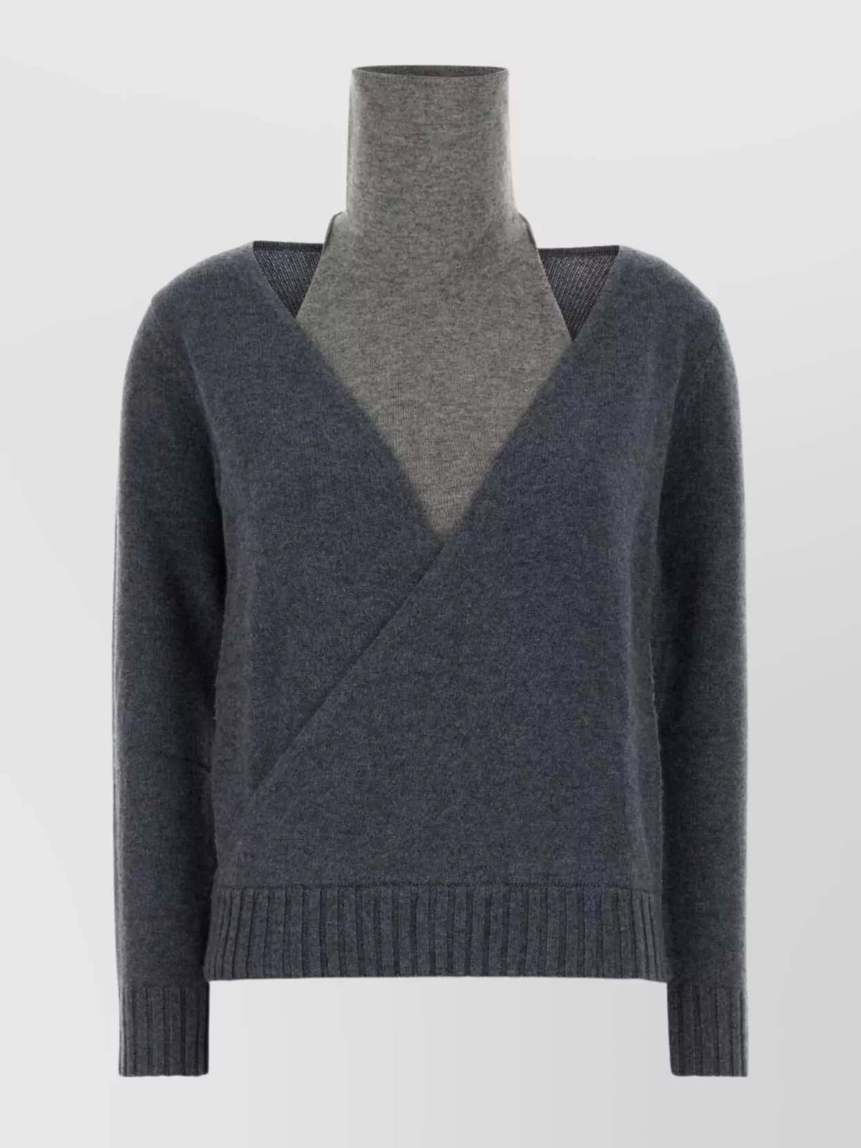 Gimaguas Wrap Design Long Sleeve Knit Top In Gray