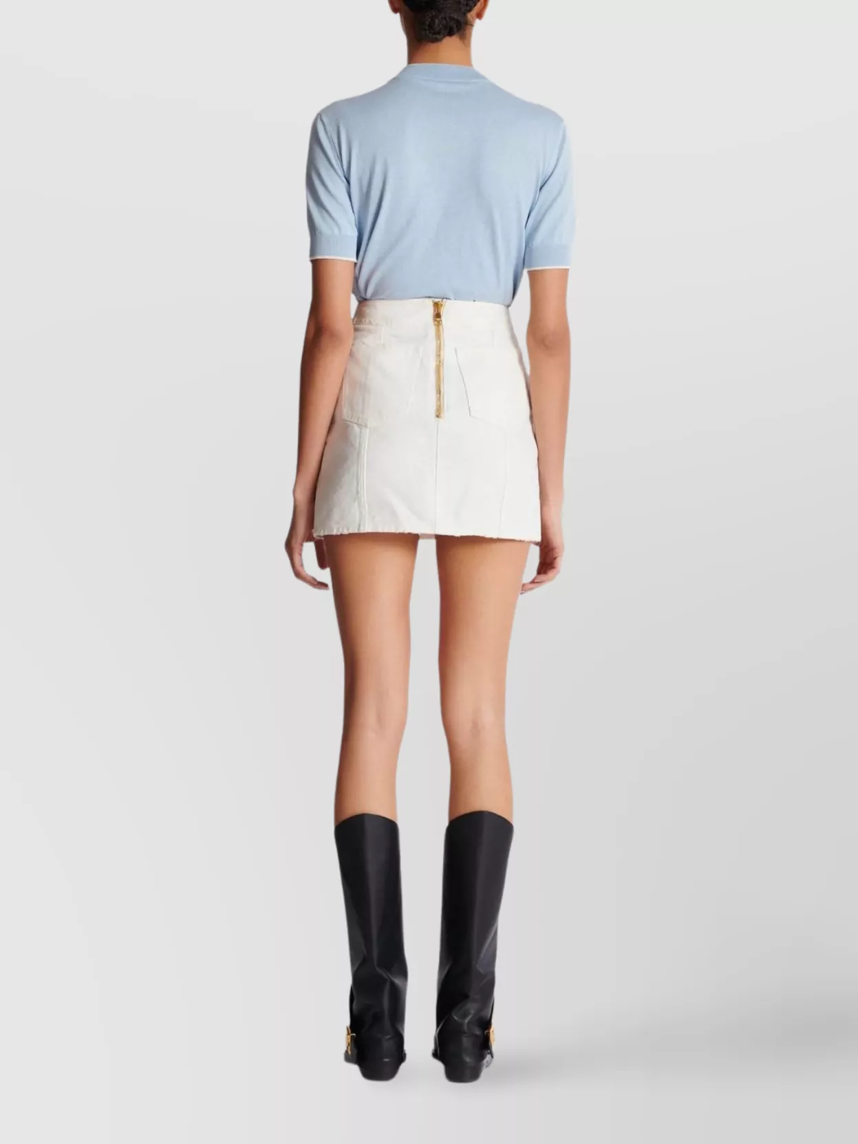 Balmain Skirt Cotton Canvas Gold Buttons