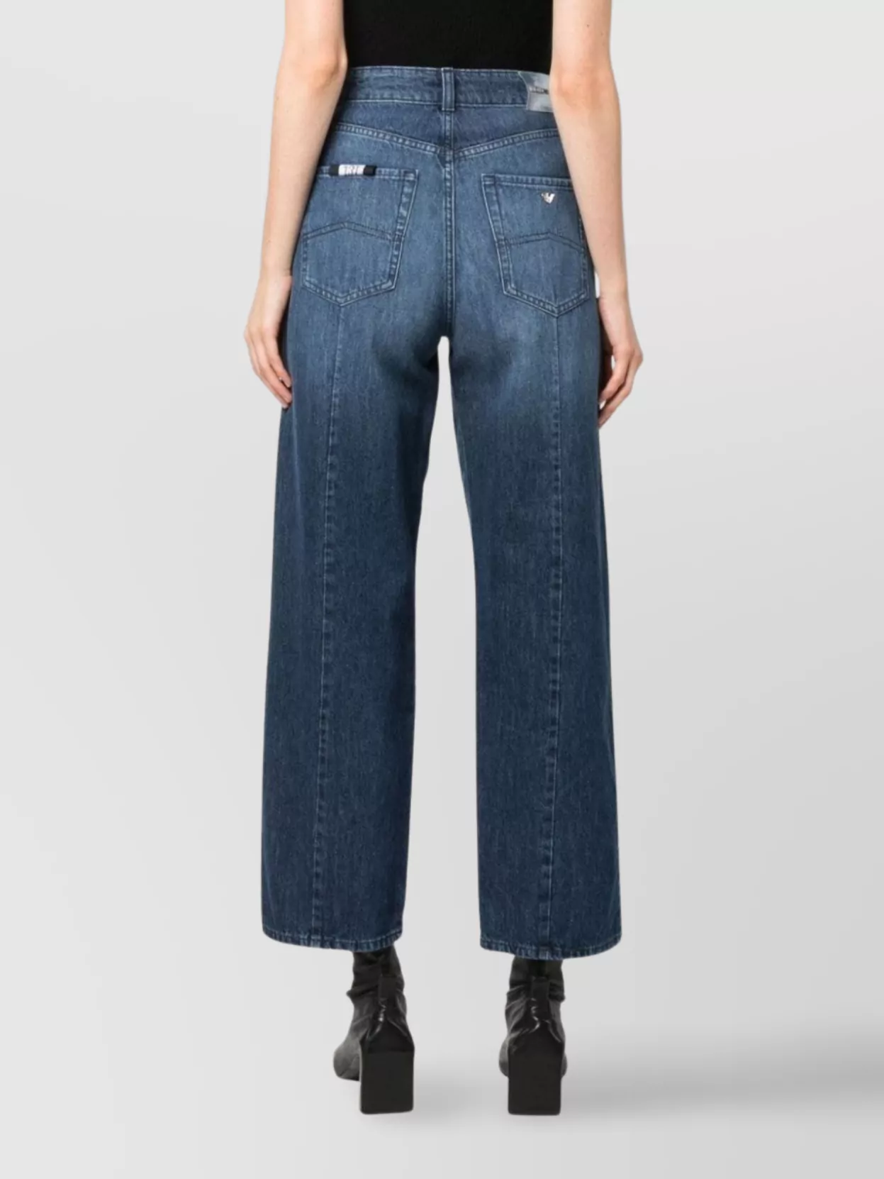 Emporio Armani Wide-Leg High Waist Cropped Denim Culottes