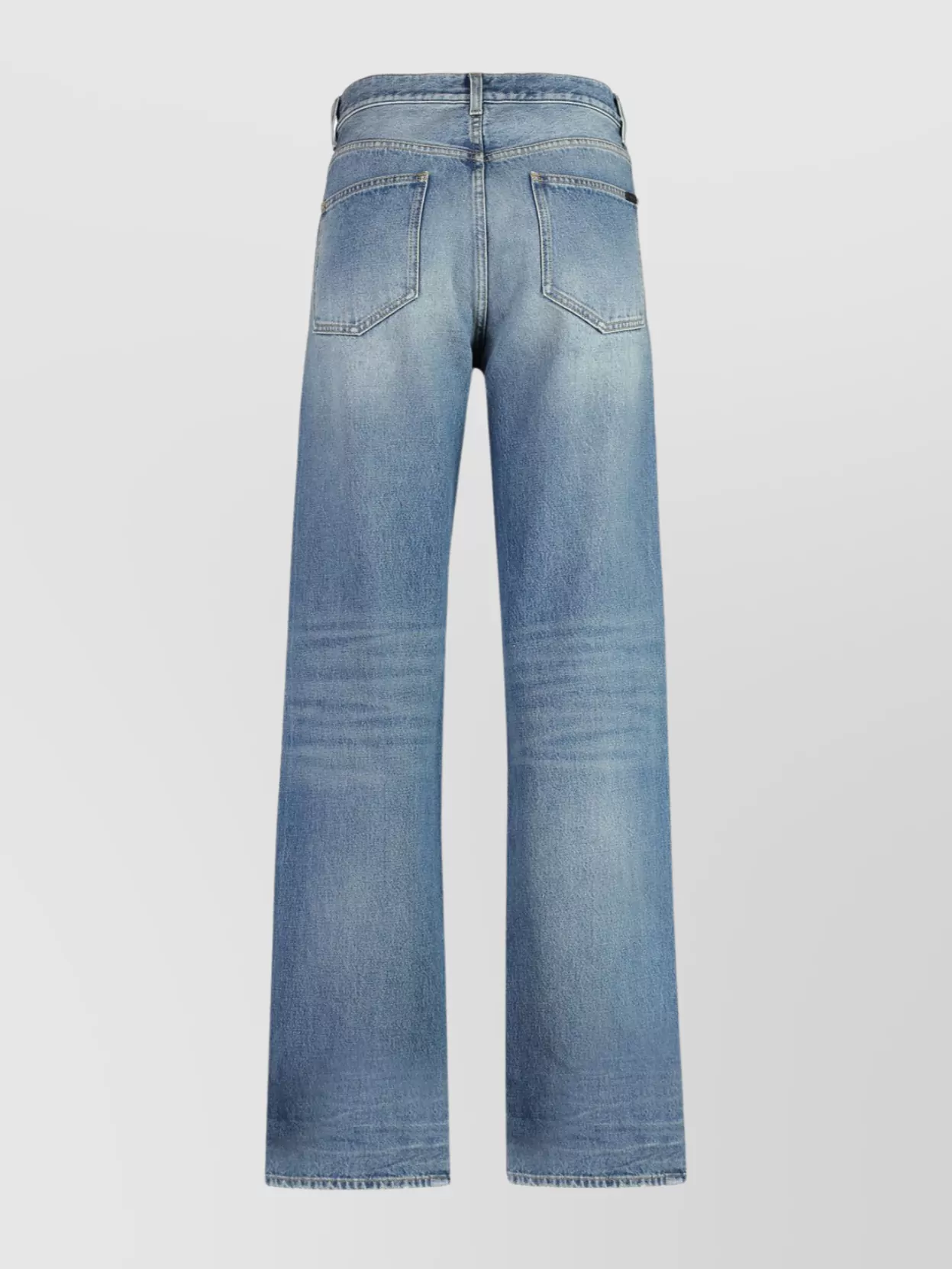 Saint Laurent Wide-Leg Faded Wash Denim Trousers With Belt Loops