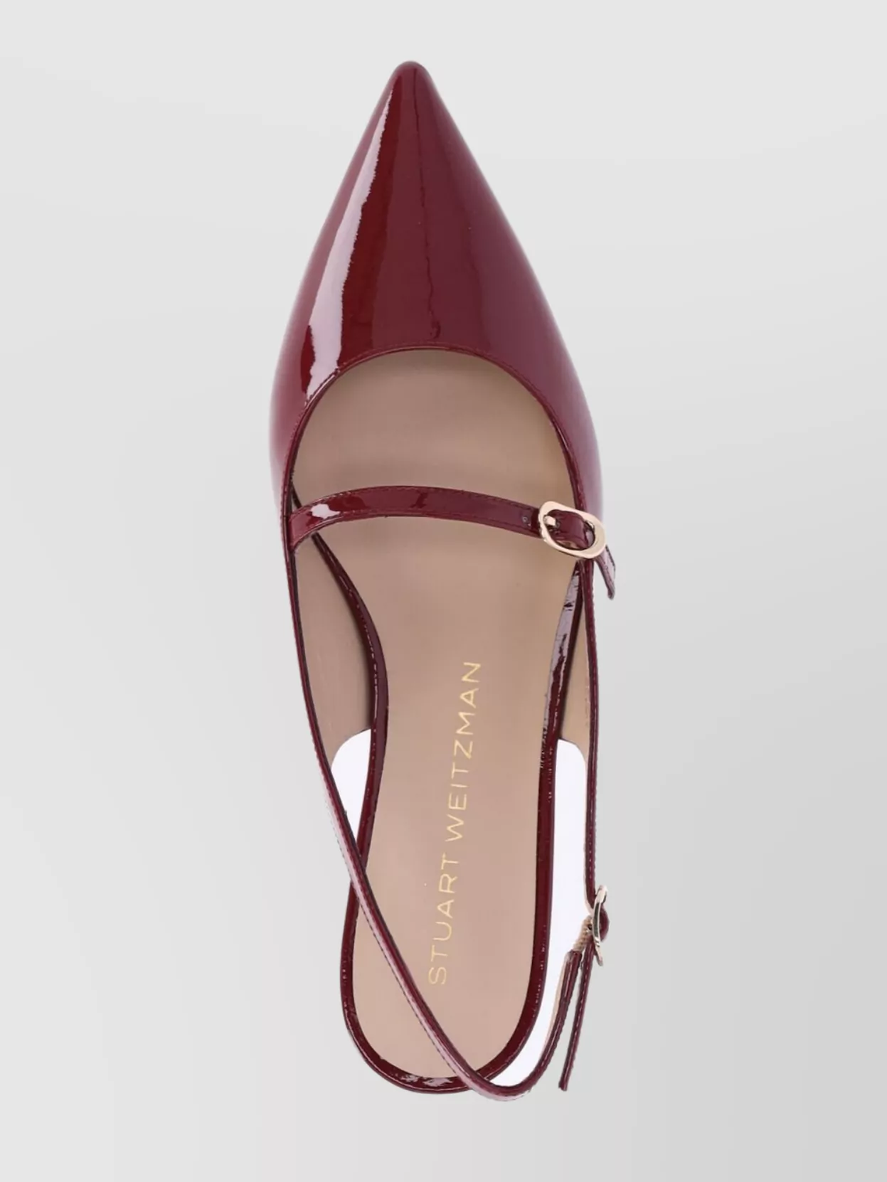 Stuart Weitzman Buckle Patent Pointed Toe Ballerina Flats