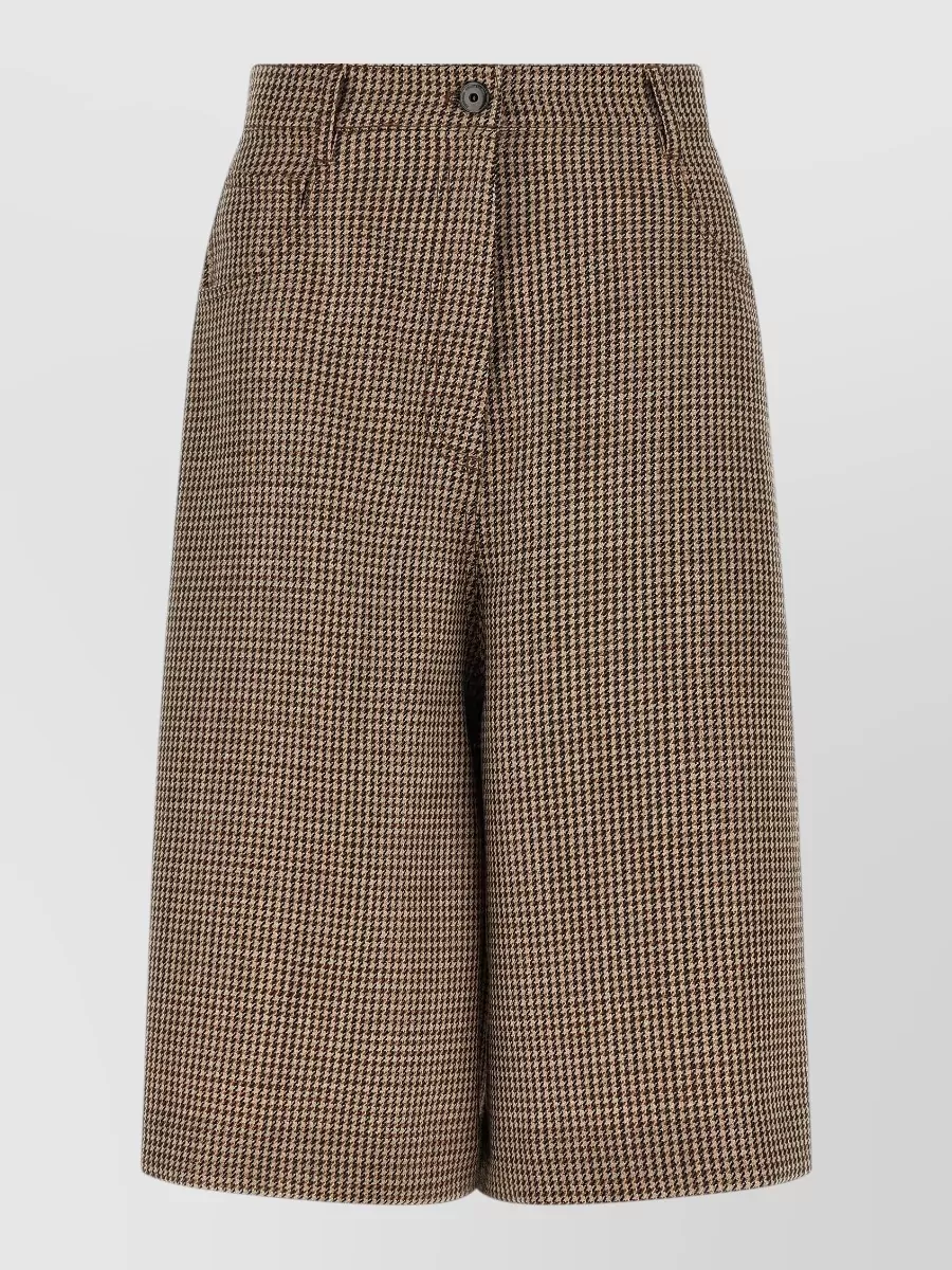 Brunello Cucinelli prince of wales lamé wide-leg bermuda shorts