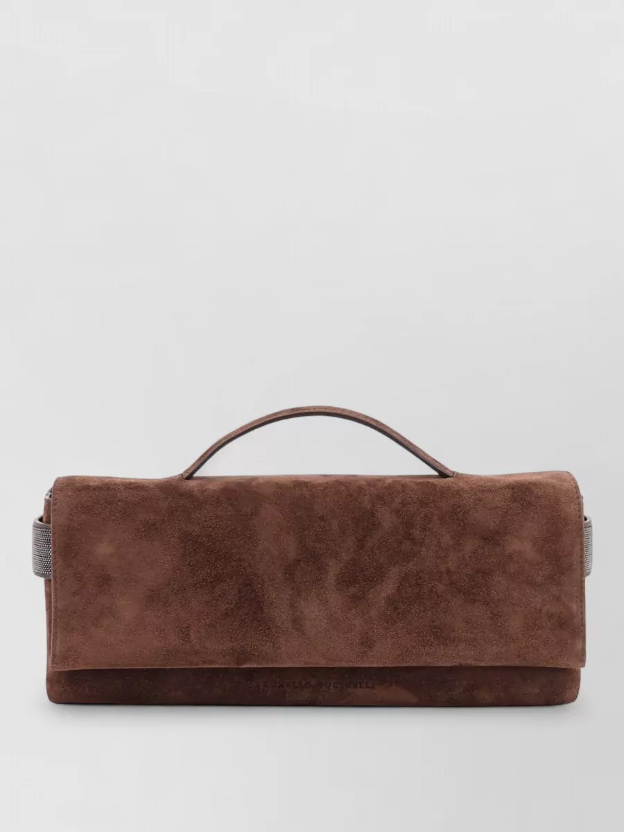 Brunello Cucinelli monili suede clutch bag