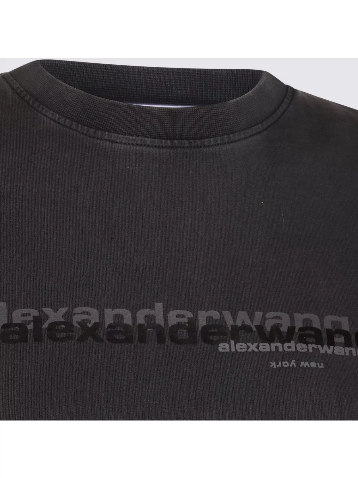 Alexander Wang Crew Neck Short Sleeves Cropped Length In Black